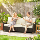 Outsunny Rattan Garden Sofa With Cushioned Wide Seats Brown