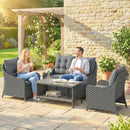Outsunny 4 Piece Rattan Patio Furniture Set with Removable Cushion Covers