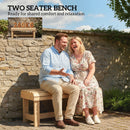 Outsunny Wooden Garden Bench, 2 Seater Slatted Outdoor Bench, Natural Wood