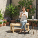 Outsunny Wooden Garden Bench, 2 Seater Slatted Outdoor Bench, Natural Wood