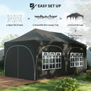 Outsunny 3 X 6m Pop Up Gazebo With Sides, Peak Top Garden Party Tent Marquee