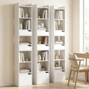 HOMCOM Bookcase Tall Narrow with 5 Tiers Drawers White Wood Effect
