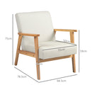 HOMCOM Modern Fabric Accent Chair W/ Rubber Wood Legs Padded Cushion Cream