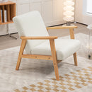HOMCOM Modern Fabric Accent Chair W/ Rubber Wood Legs Padded Cushion Cream