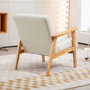 HOMCOM Modern Fabric Accent Chair W/ Rubber Wood Legs Padded Cushion Cream