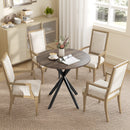 HOMCOM 80cm Round Dining Table, Industrial Kitchen Table With Steel Legs
