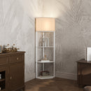HOMCOM Corner Modern Floor Lamp With Shelves For Living Room, Bedroom