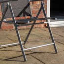 Outdoor Garden Patio Multi Position Reclining Folding Chair in Black and Silver