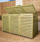 2.02m x 1.22m Large Wooden Outdoor Garden Triple Wheelie Bin Store Storage for 3 Bins