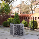 30cm/39cm Square Plastic Pewter Effect Grey Garden Patio Planter