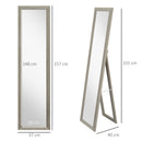 HOMCOM Full Length Mirror Farmhouse Wall Mirror Hanging Freestanding Grey