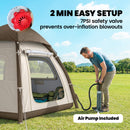 Outsunny 3 Man Inflatable Camping Tent w/ 3000mm Waterproof Rainfly, Cream