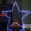 60cm Light Up Metal Hanging Christmas Star Decoration With 280 White LEDs