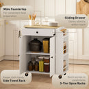 HOMCOM Kitchen Island with 3-Tier Spice Rack, Kitchen Cart with Towel Rack