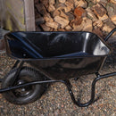 90 Litre 150kg Capacity Heavy Duty Outdoor Galvanised Pneumatic Metal Garden Wheelbarrow in Black