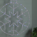 49cm Battery Powered Light up Silver Christmas Snowflake Ball with Blue Twinkling LEDs