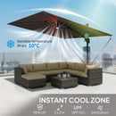 Outsunny 3 X 3 M Garden Cantilever Parasol W/ Light, Cover, Wind Protection