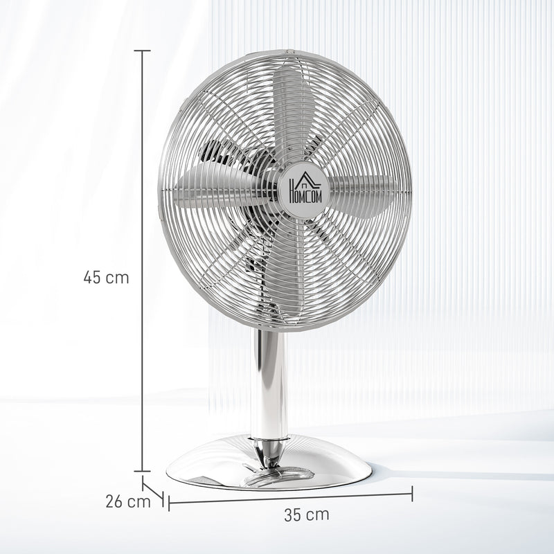 HOMCOM 12\" Metal Desk Fan with 3 Speed Settings, Wide-Angled Oscillation