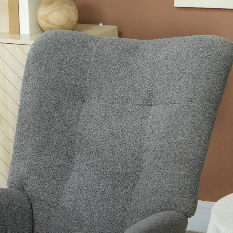 HOMCOM Rocking Chair, Modern Armchair with Backrest for Bedroom, Grey