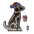 78cm Infinity Light up Standing Dog Christmas Decoration with Warm White & Red LEDs on Metal Base