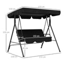 Outsunny Outdoor 3-person Porch Swing Chair with Adjustable Canopy Black