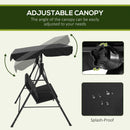Outsunny Outdoor 3-person Porch Swing Chair with Adjustable Canopy Black