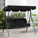 Outsunny Outdoor 3-person Porch Swing Chair with Adjustable Canopy Black