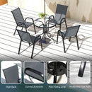 Outsunny 5 PCs Garden Furniture Set, Round Table And Stackable Chairs, Grey