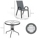 Outsunny 5 PCs Garden Furniture Set, Round Table And Stackable Chairs, Grey
