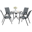 Outsunny 5 PCs Garden Furniture Set, Round Table And Stackable Chairs, Grey