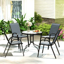 Outsunny 5 PCs Garden Furniture Set, Round Table And Stackable Chairs, Grey