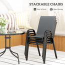 Outsunny 5 PCs Garden Furniture Set, Round Table And Stackable Chairs, Grey