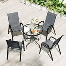 Outsunny 5 PCs Garden Furniture Set, Round Table And Stackable Chairs, Grey