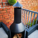 1.4m Tall Outdoor Garden Patio Chiminea Log Burner Fire Pit with Log Store & Cover