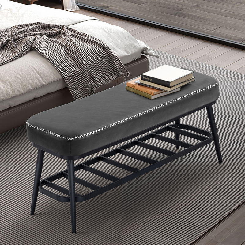HOMCOM Shoe Bench, PU Leather Shoe Storage Bench for Entryway,