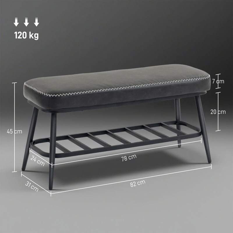 HOMCOM Shoe Bench, PU Leather Shoe Storage Bench for Entryway,