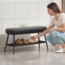 HOMCOM Shoe Bench, PU Leather Shoe Storage Bench for Entryway,