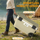 Outsunny 70L Insulated Cool Box With Wheels, Portable Ice Cooler, Khaki