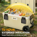 Outsunny 70L Insulated Cool Box With Wheels, Portable Ice Cooler, Khaki