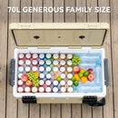 Outsunny 70L Insulated Cool Box With Wheels, Portable Ice Cooler, Khaki