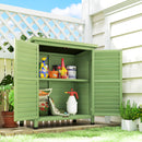 Outsunny Garden Storage Shed Solid Wood Garage Organisation W/ Doors, Green