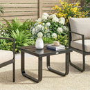 Outsunny Garden Coffee Table Outdoor Side Table with Glass Top Black