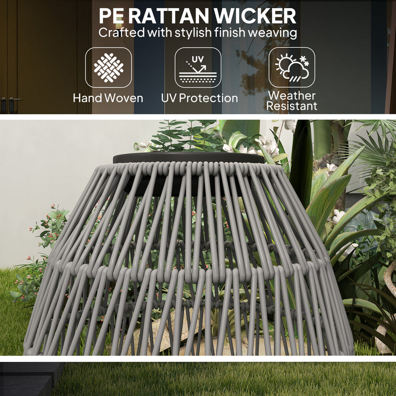 Outsunny Rattan Solar Lamp, Auto On/Off Garden Lantern