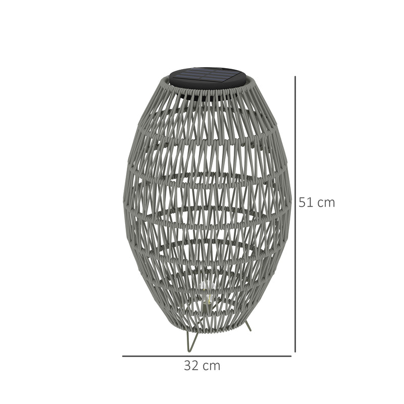 Outsunny Rattan Solar Lamp, Auto On/Off Garden Lantern