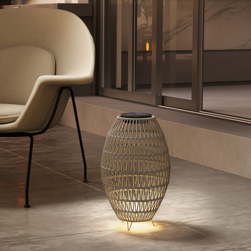 Outsunny Rattan Solar Lamp, Auto On/Off Garden Lantern