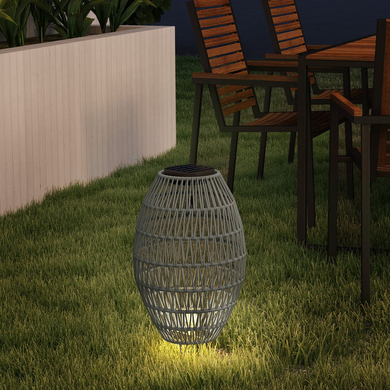 Outsunny Rattan Solar Lamp, Auto On/Off Garden Lantern
