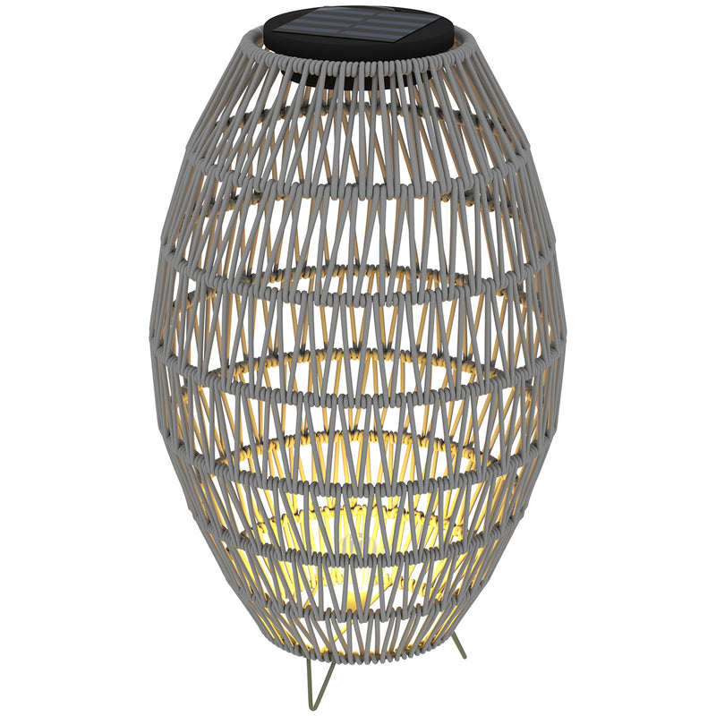 Outsunny Rattan Solar Lamp, Auto On/Off Garden Lantern