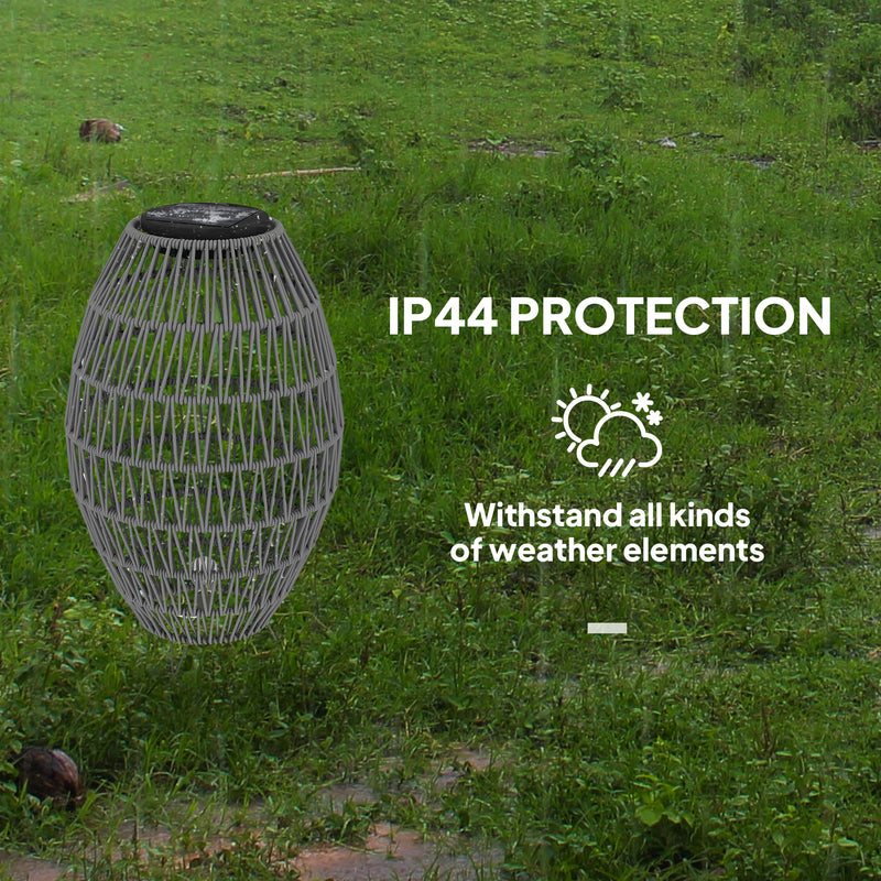 Outsunny Rattan Solar Lamp, Auto On/Off Garden Lantern