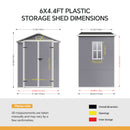 6x4FT Outdoor Plastic Garden Storage Shed