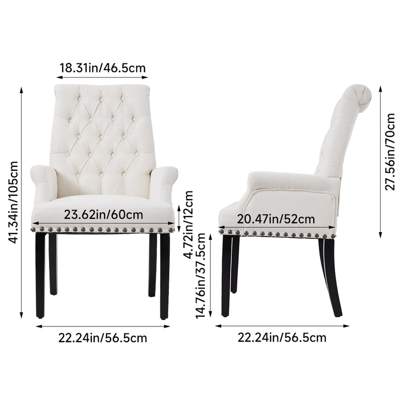 Livingandhome Beige Linen Upholstered Dining Chair